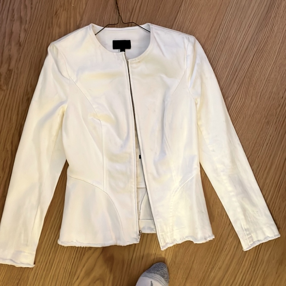 Intermix white fitted denim jacket